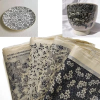 5pcsset pottery art transfer paper glaze underglaze black flower paper jingdezhen ceramic decal paper diy polymer clay tools