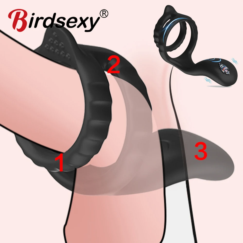 10 Mode Vibrating Penis Massager Ring Dildo Adult Sex Toys for Men Scrotum Male Chastity Cage Testicle Bondage Vibrator | Красота и
