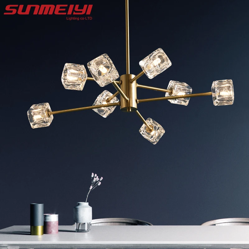 Медные светодиодные люстры светильник с хрустальным шариком Золотая подвесная