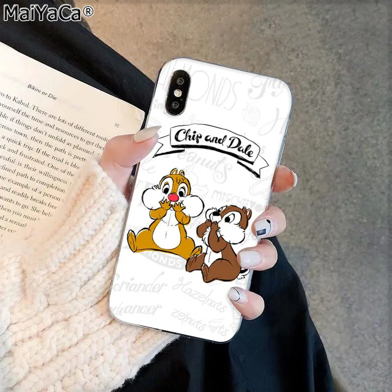 MaiYaCa милый мультфильм белка чип 'Н' Дейл черный чехол для телефона iphone 11 pro 8 7 66S Plus X XS MAX 55S SE XR чехол