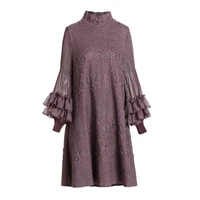 Fold Dress Female Heavy Industries Of New Fund Of 2020 Autumn Miyake Fold Embroidery Beaded Loose Thin Red Bress