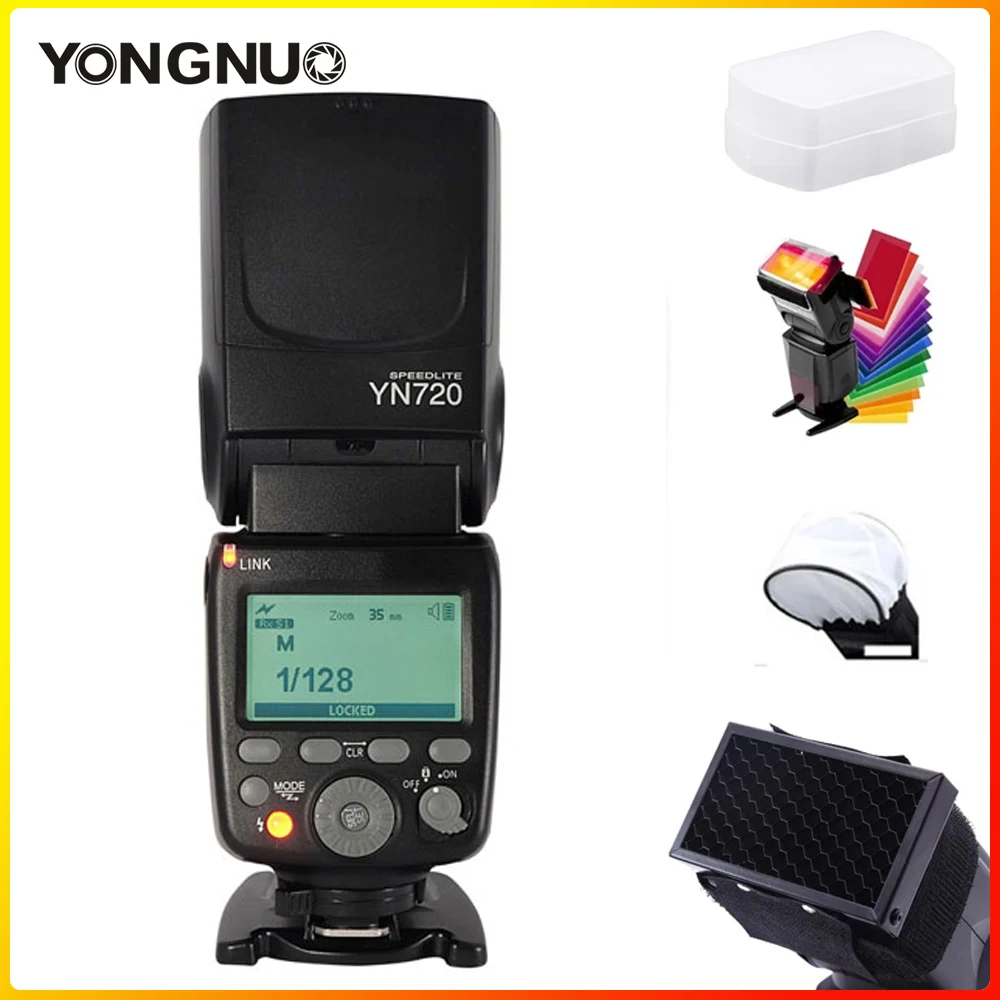 YONGNUO YN720 Flash Speedlite Wireless Master Slave GN60 LCD Display LITHIUM Battery for Canon Nikon DSLR Camera |