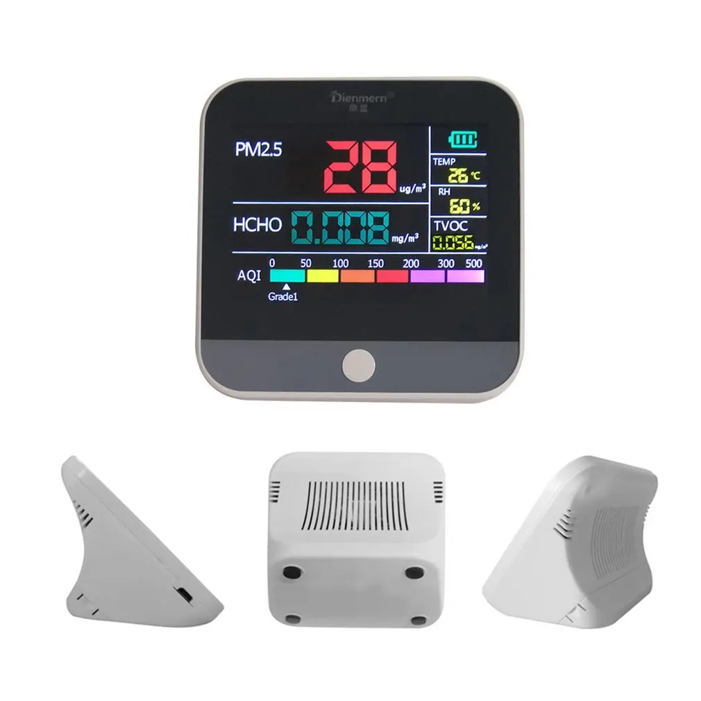 AQI качества воздуха анализатор PM2.5/HCHO/TVOC Температура Влажности Монитор-детектор газа анализатор измерительный инструмент счетчик смога