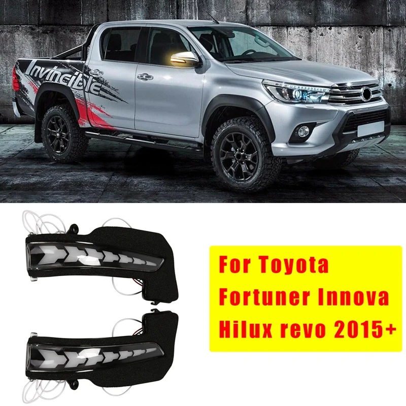 

LED Dynamic Side Rearview Mirror Turn Signal Light Indicator Lamp for Toyota Fortuner Innova Hilux Revo 2015+