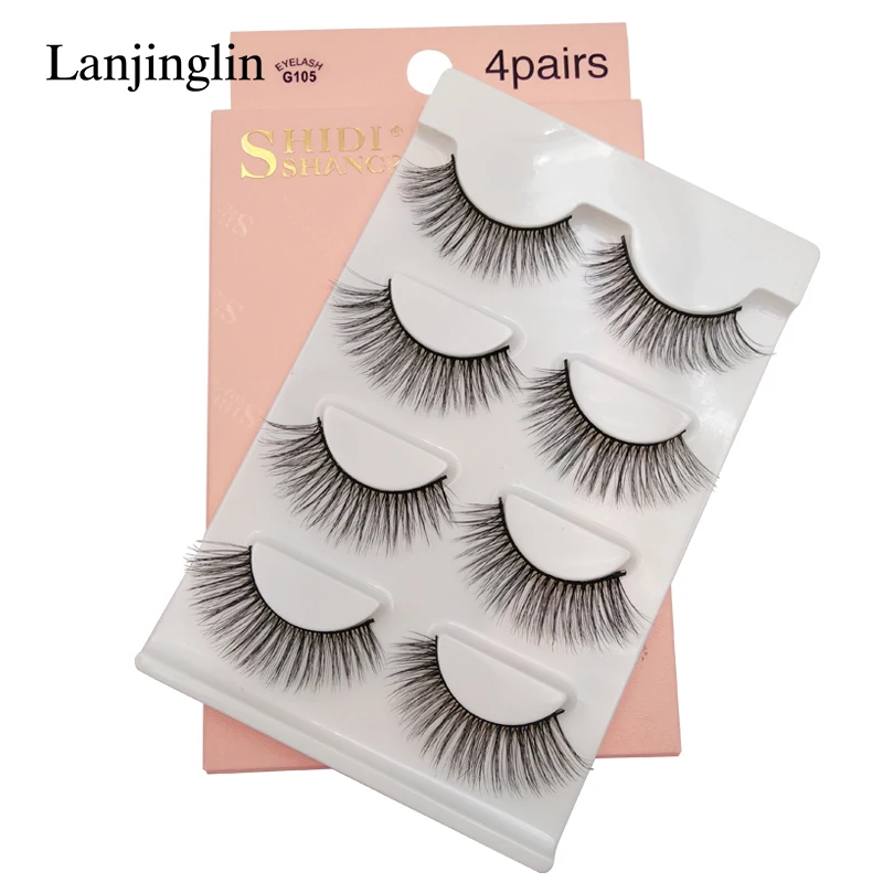 LANJINGLIN, 4/5 пар, норковые ресницы, натуральные, длинные, 3d, норковые накладные ресницы для наращивания, пушистые, без грубости, макияж, накладные ресницы