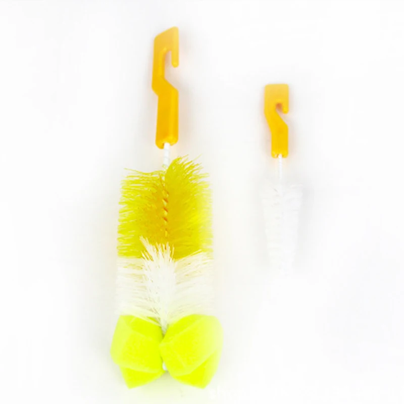 

2 in 1 Baby Nipple Milk Bottle Cup 360 Degree Sponge Cleaner + Pacifier Brush Tool Sponge Cleaning Kit