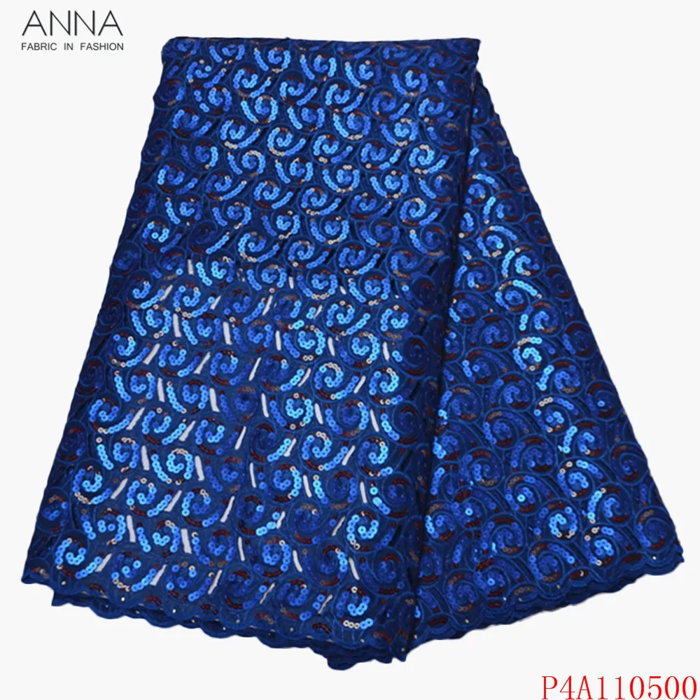 

Anna blue african sequins organza lace fabric 2020 high quality embroidery with stones nigerian mesh laces fabrics 5 yards/piece