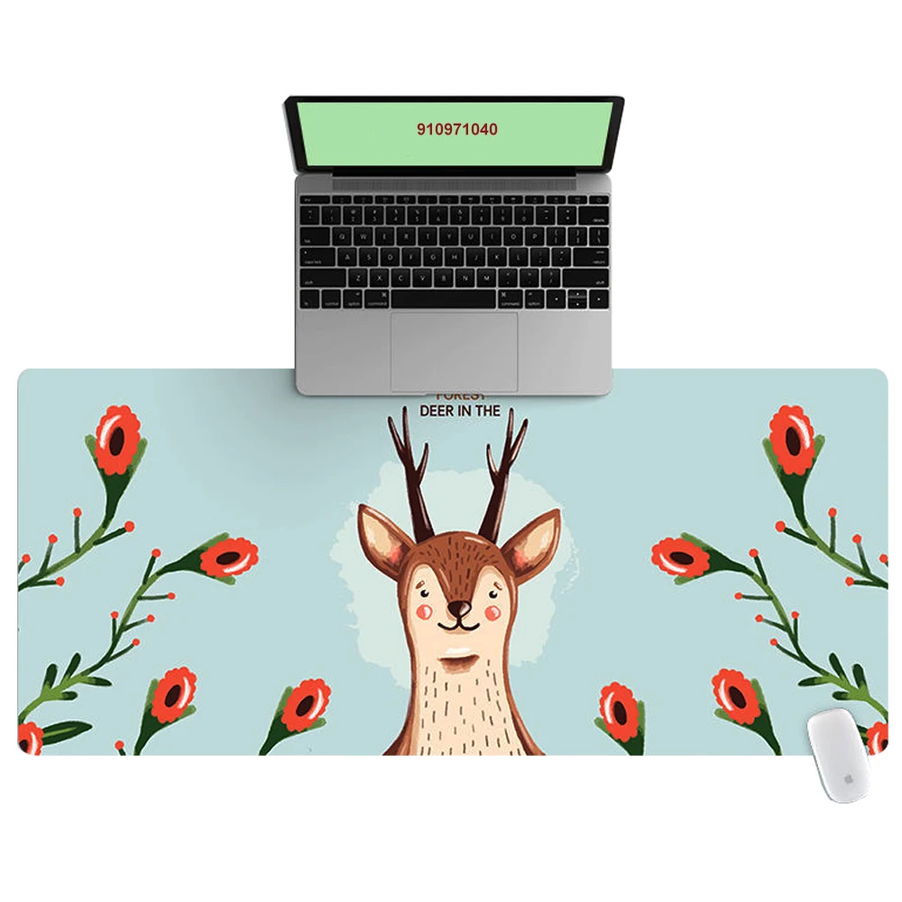 

Large Office Computer Desk Mat Table Keyboard Big Mouse Pad Deer and Flowers Laptop Cushion Desk Non-slip Mat Gamer Mousepad Mat