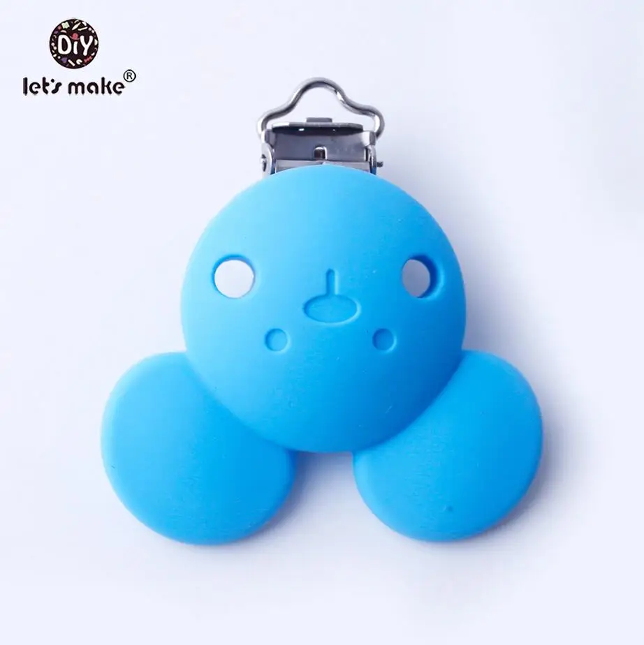 sky blue bear Let's make/1 шт. силиконовый Прорезыватель для зубов, зажимы для соски, жемчужные силиконовые бусины, круглая звезда, зажимы для пустышки, уход за зубами, Детские аксессуары - Цвет: sky blue bear