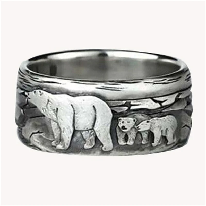 

Elegant and naive polar bear fashion couple ring jewelry punk creative men and women ring gift wholesale