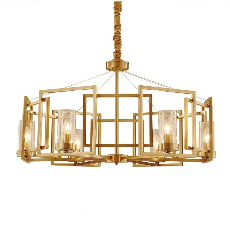 Новая латунная люстра винтажная медная лампа для гостиной Золотая