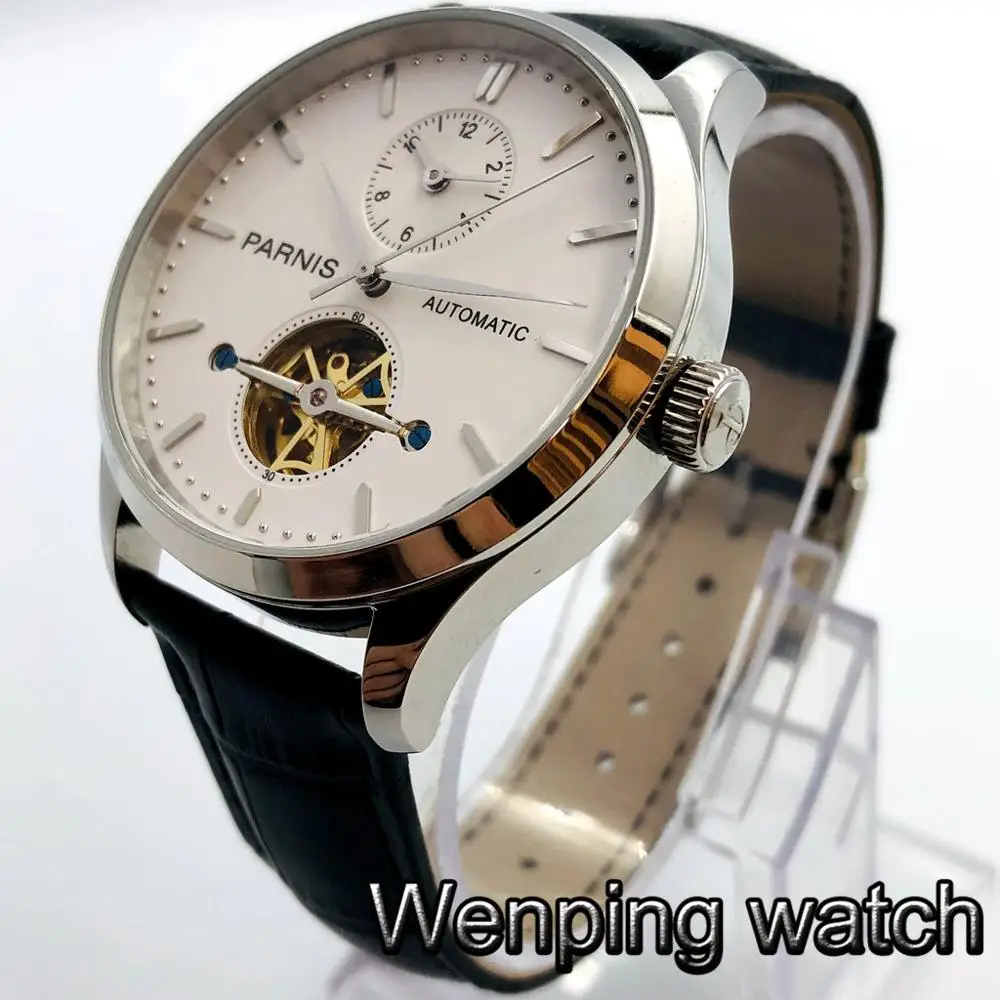 Парнис 2021 Новый 43 мм мужские трусы топ маховик часы Серебряный чехол с белым