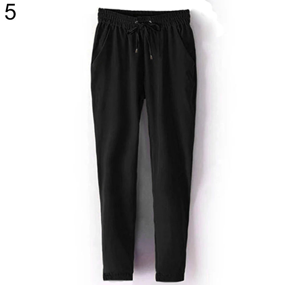 

Women Casual Harem Pants Loose Trousers Women Elastic High Waist Casual Pants Office Pants Lady Pants Thin Summer