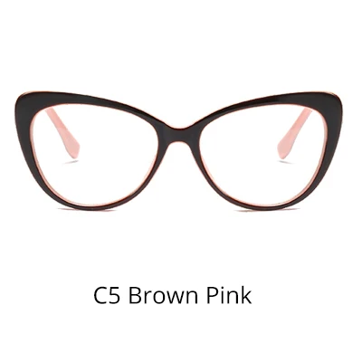 C5 Brown Pink Ralferty женские очки винтажные кошачий глаз оправы для очков черный красный розовый без диоптрий очки женские оптические оправы F95187 - Цвет оправы: C5 Brown Pink