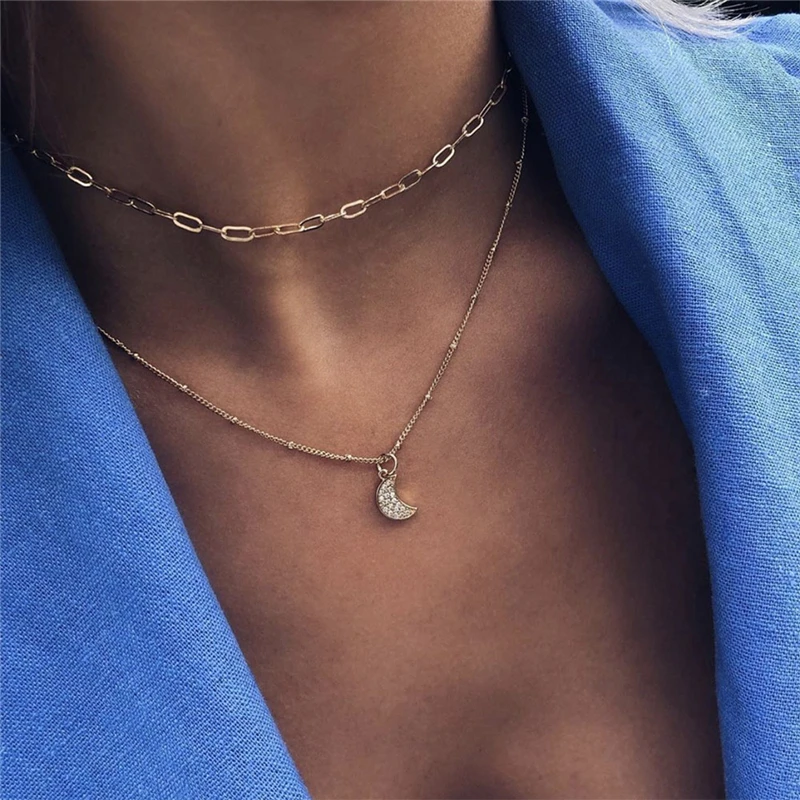Boho винтажное модное многослойный ожерелье s для женщин Многоэлементный геометрический Хрустальный каменный кулон длинное ожерелье подарок ювелирные изделия - Окраска металла: NE-0054-21