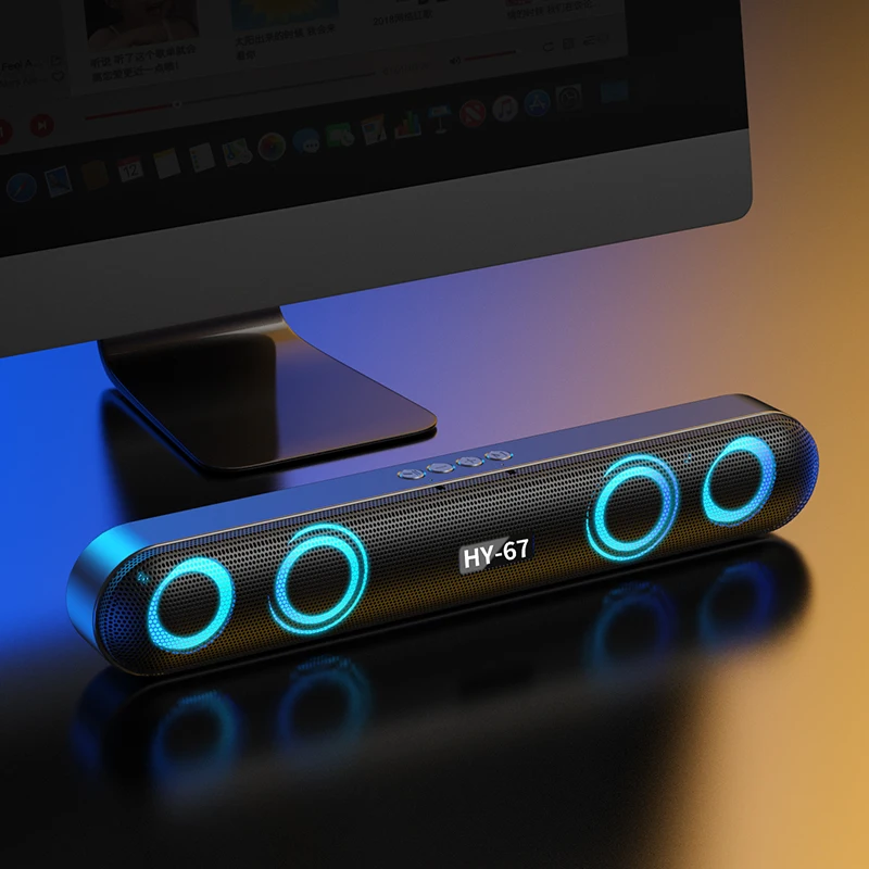 

Computer Soundbar Desktop Bluetooth Speakers Rechargeable 6D Deep Bass Stereo Subwoofer AUX Wired for Laptop PC TV Loudspeaker