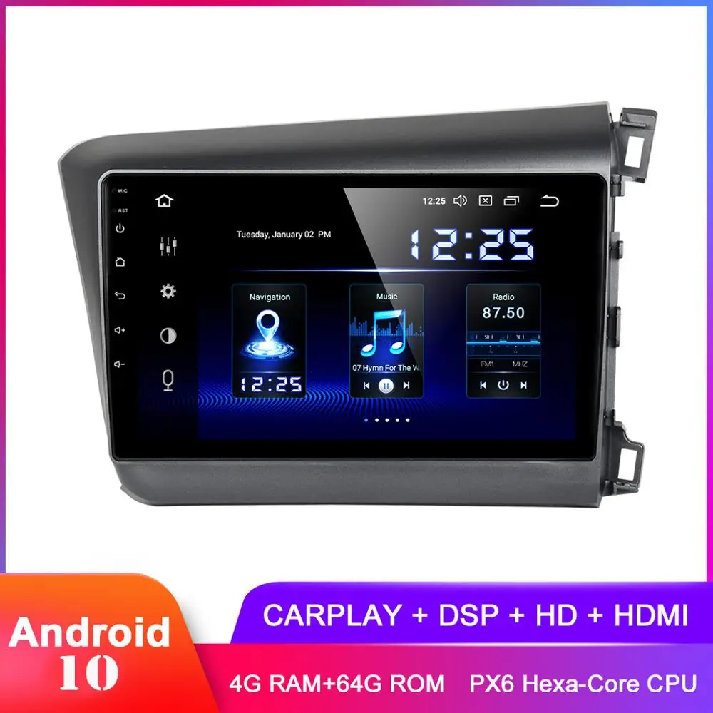 Автомобильное стерео устройство 9 &quotс IPS дисплеем Android 10 GPS для Civic2012 2013 2014 Carplay