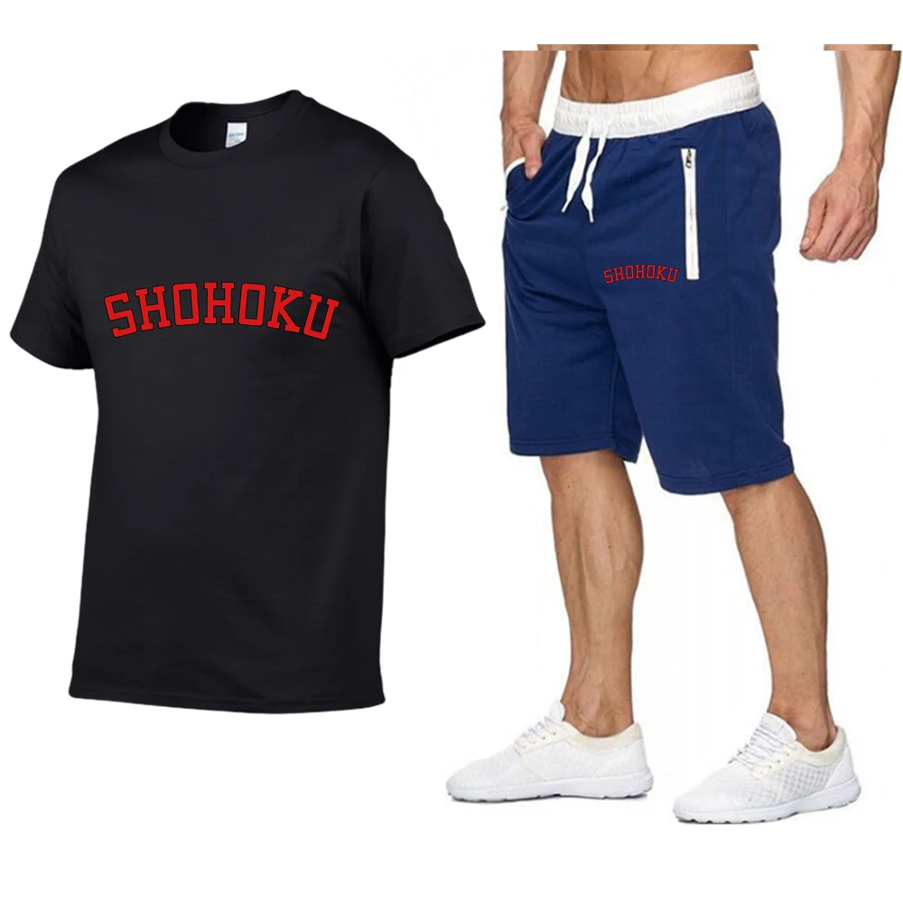 

2021 popular new cotton men's T-shirt + Sports Shorts Set summer high quality cotton T-shirt sports running set