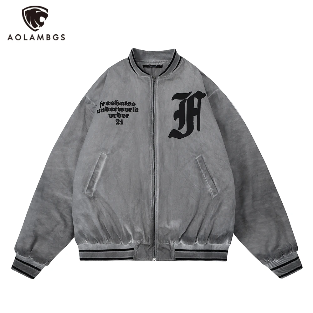 

Aolamegs Зимняя мужская куртка с буквенным принтом в винтажном стиле, однотонная куртка-бомбер, пальто, зимняя стеганая простая усовершенствов...