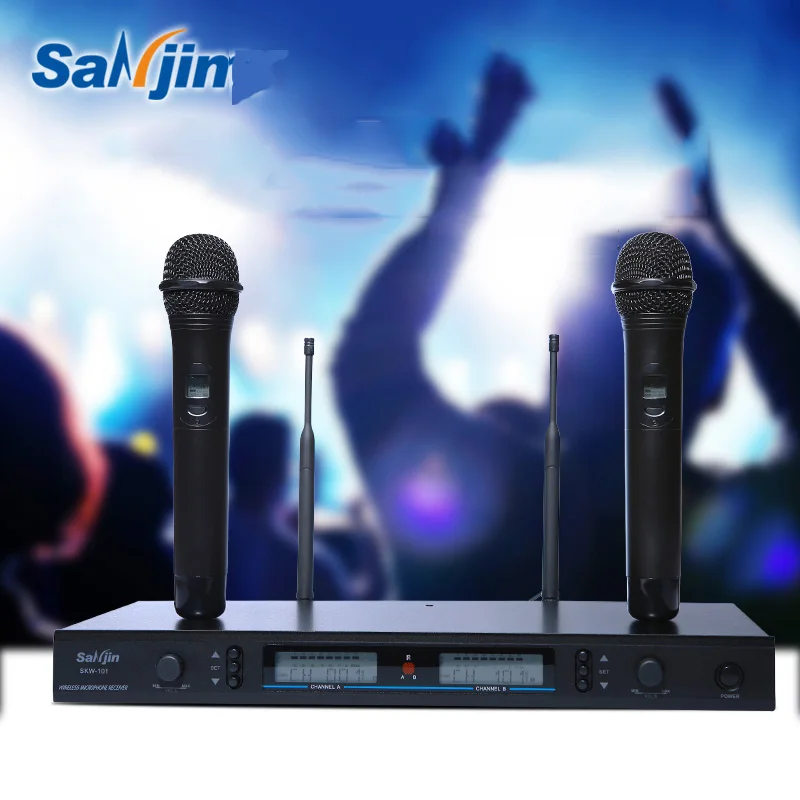 저렴한 휴대용 UHF 고품질 전문 무선 마이크, 다이버시티 마이크 가라오케 KTV 마이크