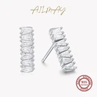 Ailmay прозрачные трапециевидные циркониевые прямоугольные серьги-гвоздики для женщин классические роскошные свадебные аксессуары ювелирные изделия в подарок