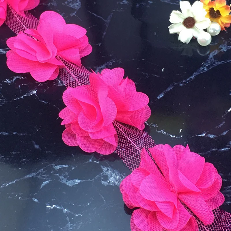 Цветочный 3D шифоновый кластер цветы кружевное украшение для платья кружевная