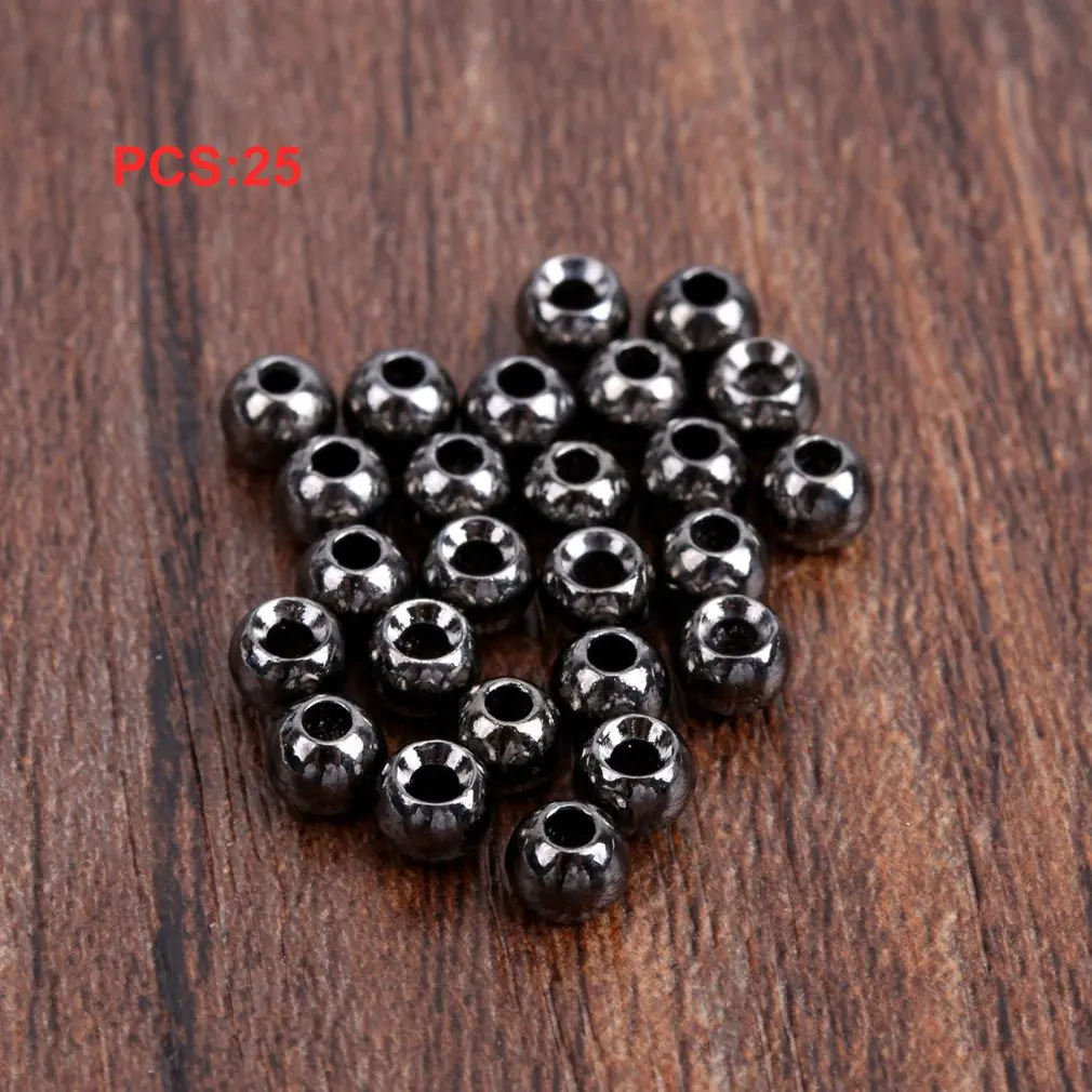 

25pcs Tungsten Slotted Fly Tying Head Beads Nymph Head Ball Beads Fly Tying Materials 2/2.4/2.8/3.3/3.8/4.6mm