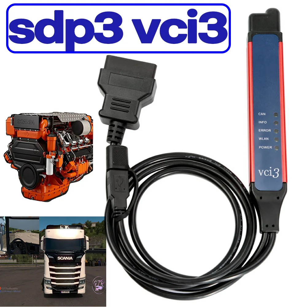 Сканер SDP3 2.51.3 VCI3 для грузовиков тяжелой диагностики Wi-Fi OBDII сканер Scania с ключом WIN 7