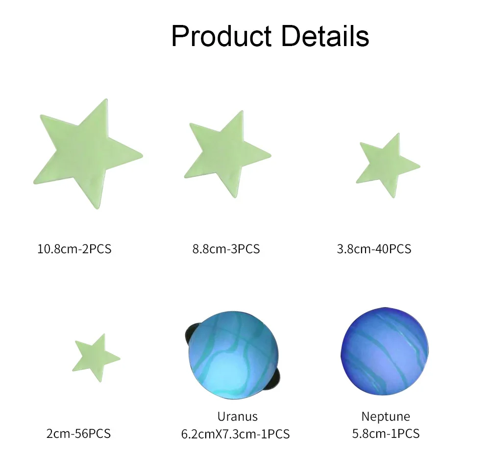 100 шт. светящиеся карты планет звезды украшение для детской комнаты настенные