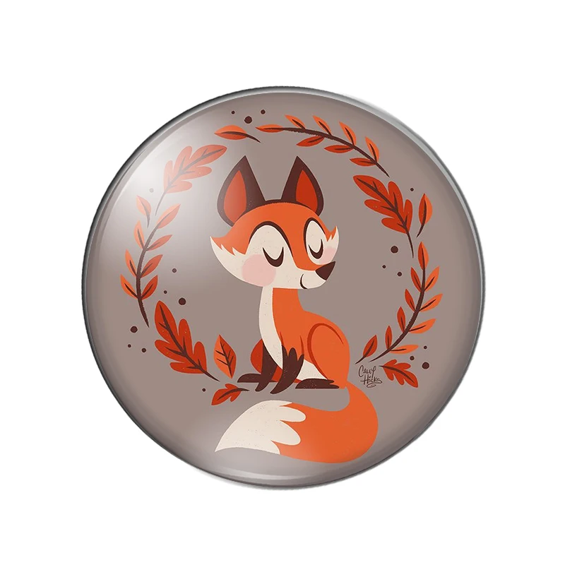 Симпатичные Мультяшные животные Лиса 12 мм/18 мм/20 мм/25 мм круглые фото стекло