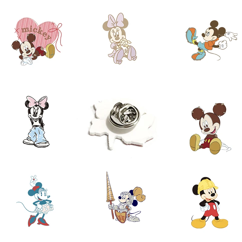 Милые акриловые заколки для лацканов с мультяшным рисунком Микки Мауса Disney