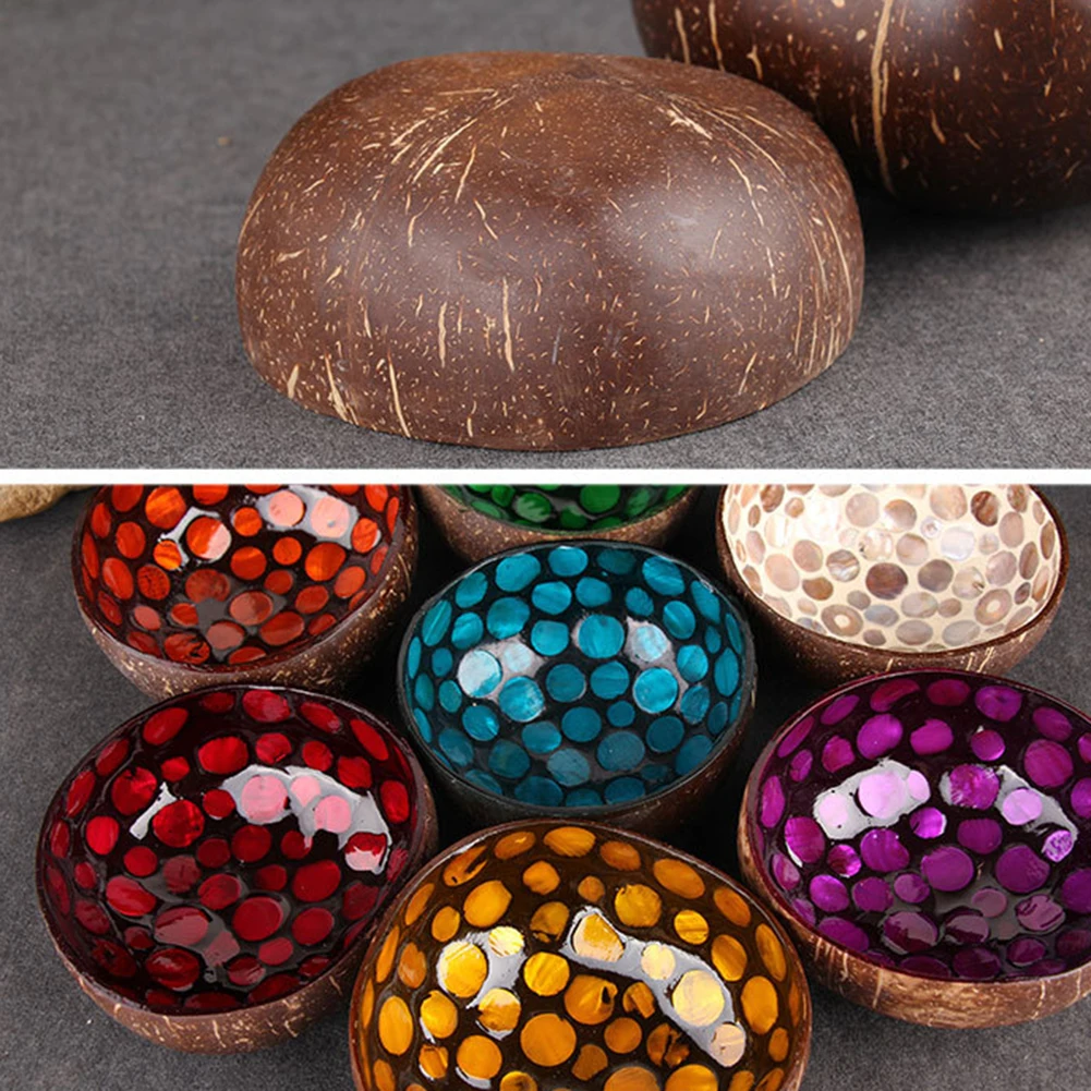 Натуральная Кокосовая раковина круглая нашивка салатная лапша рисовая чаша