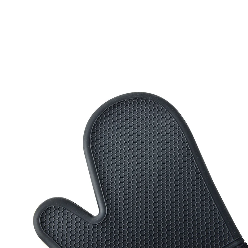 

1Pair BBQ Heat Resistant Silicone Glove Cooking Baking BBQ Oven Pot Holder Mitt Kitchen Gray Black Silicone Protect Hand Glove
