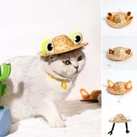 cute summer pet hat woven straw sun hat beach party funny accessories hawaii style hat for dogs picture props hot sale