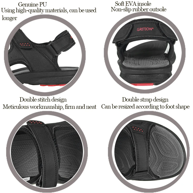 GRITION/мужские сандалии Летняя уличная мужская пляжная обувь на плоской подошве