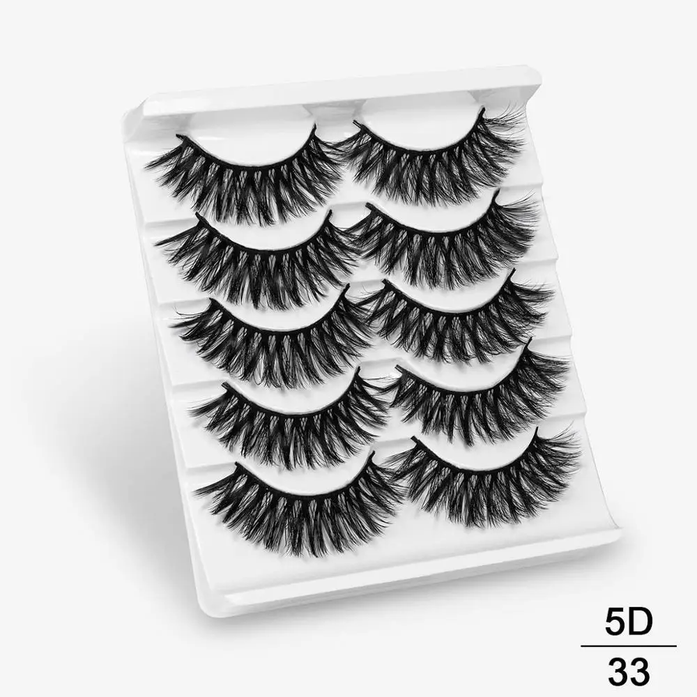 2/5 пар 3D искусственным мехом норки, накладные ресницы в естественном стиле/толстые длинные ресницы тонкими макияж Красота клей для наращивания ресниц инструменты для макияжа бровей - Цвет: 5D33