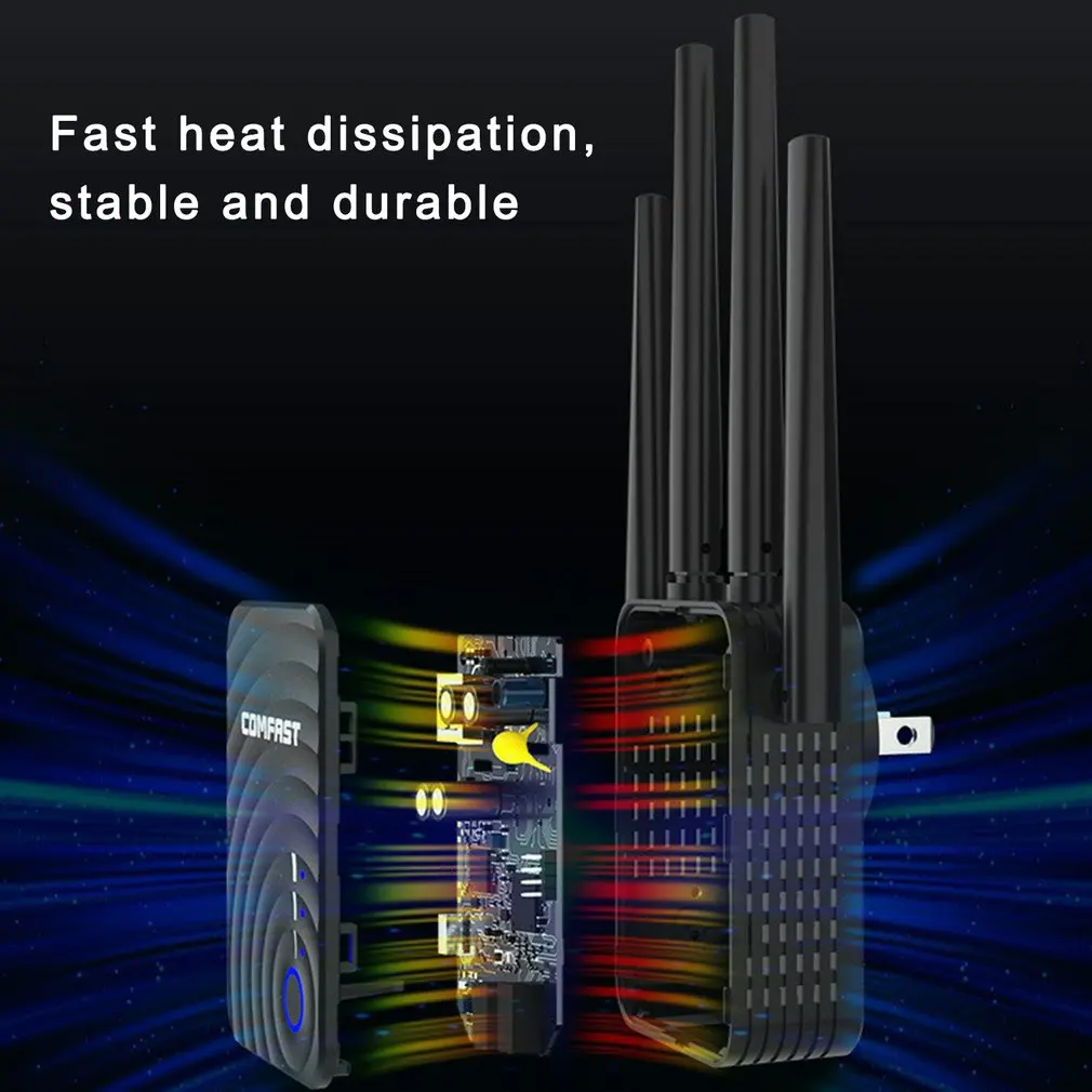 

COMFAST Wireless Repeater 5G Mobile Router Fast Heat Dissipation 1200M Repeater European And American Standard 172 * 75 * 52mm
