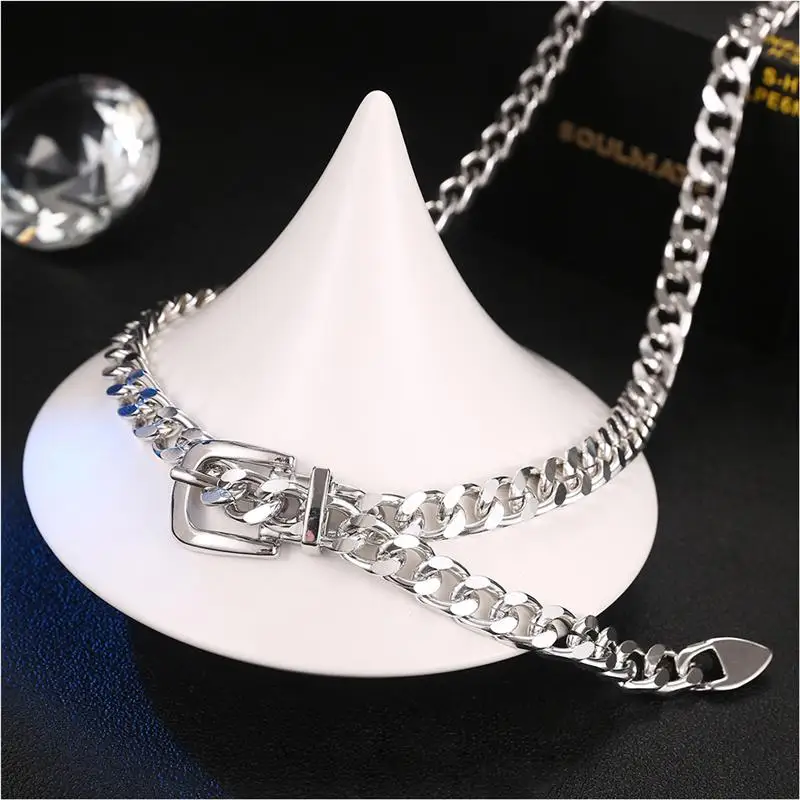 

1Pc Delicate Shining Waistband Punk Waist Belt Metal Waist Chain (Silver)
