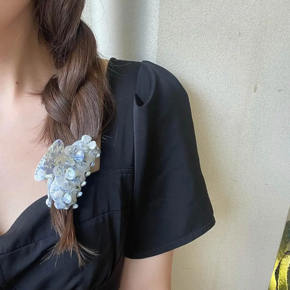 

Изысканный Новый зажим для волос из ацетата Ins, винтажные разноцветные зажимы Стразы с цветами, зажимы для волос в форме акулы, аксессуары дл...