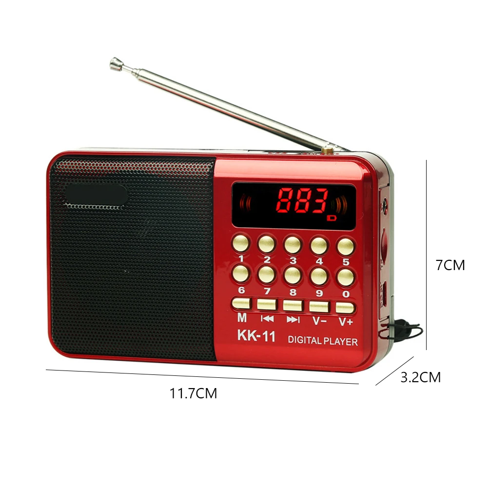 Портативный мини-радиомагнитофон K11 ручной USB Перезаряжаемый цифровой FM MP3-плеер