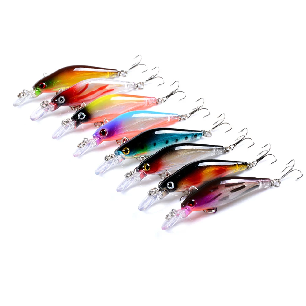 

8Pcs Slow Sinking Minnow Fishing Lures 8cm 6.2g Laser Plastic Hard Bait Tight Wobbler Jerkbait Bass Crankbait Fishing Tackle