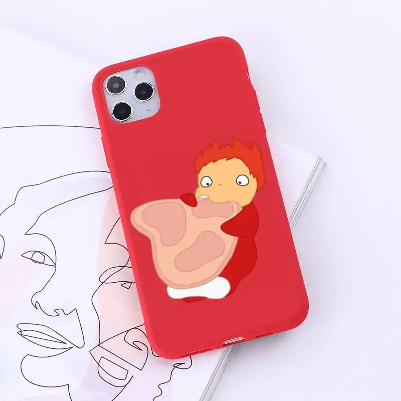 

Ponyo on the Cliff Phone Case Red Candy Color for iPhone 6 7 8 11 12 s mini pro X XS XR MAX Plus