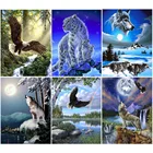 5D алмазная живопись сделай сам, Набор для вышивки крестиком волка, полная круглая Алмазная вышивка, животные, мозаика, искусство, картина стразы, Декор, подарок