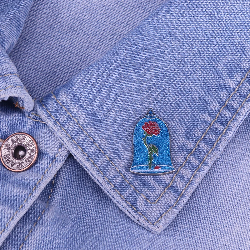 Стеклянная эмалированная брошь в виде Розы красивого зверя элегантный значок