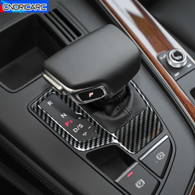 Carbon Fiber Color Car Center Console Gearshift Frame Decoration Sticker Trim For Audi A4 B9 2017-2021 LHD Accessories
