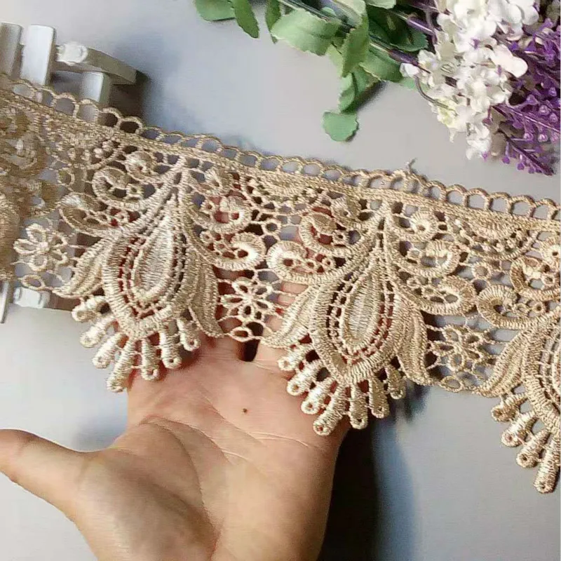 Кружевная лента с вышивкой в виде цветов цвета слоновой кости 2 ярда | Дом и сад