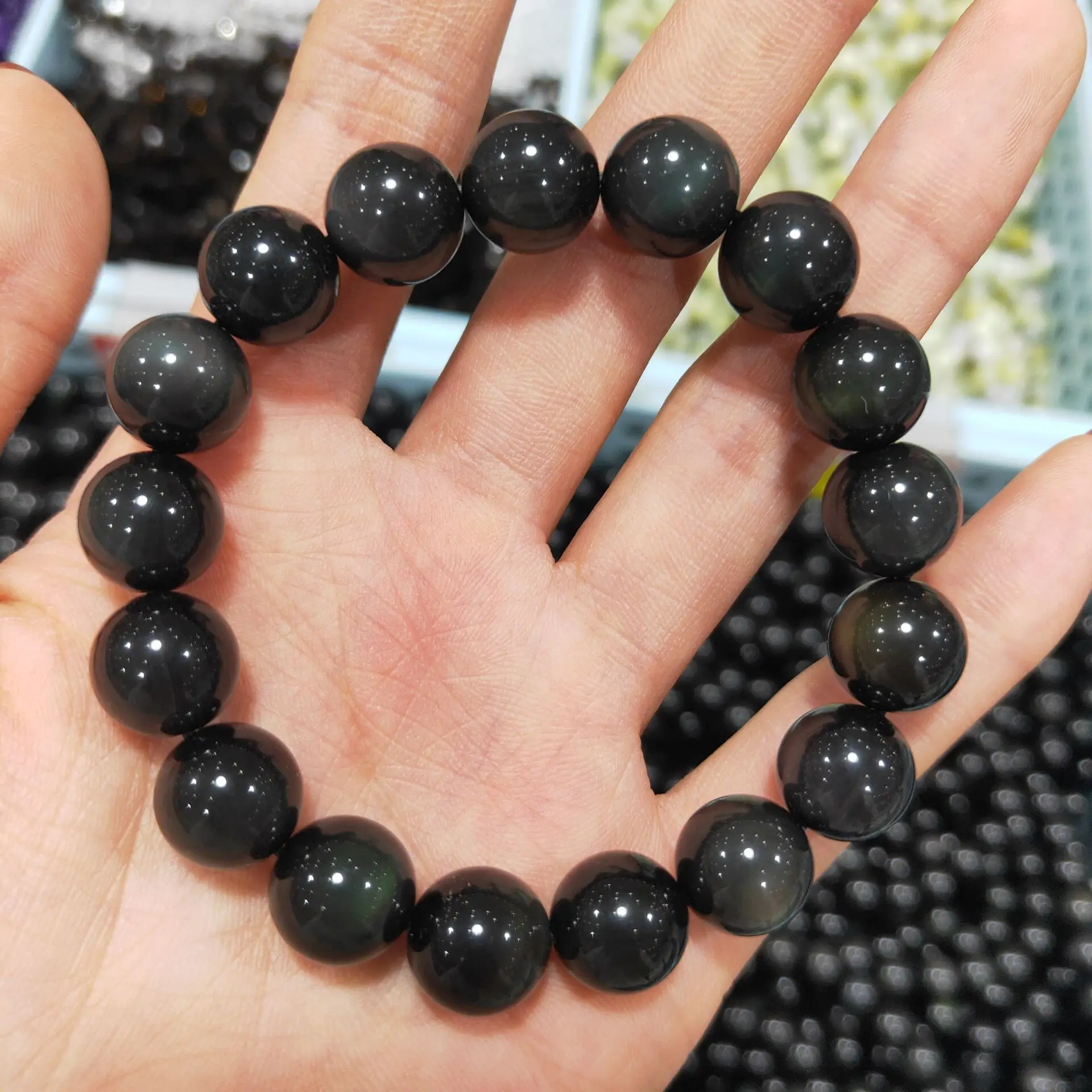 

Радуга обсидиана браслет естественный цвет обсидиановый кристалл браслет для мужчин женщин Будды Браслеты Йога ювелирные изделия