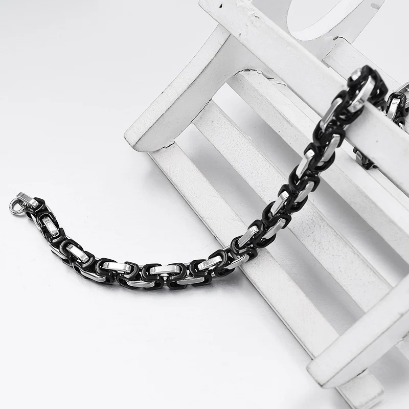 GOKADIMA черный серебряный цвет браслет из нержавеющей стали Византийская цепь