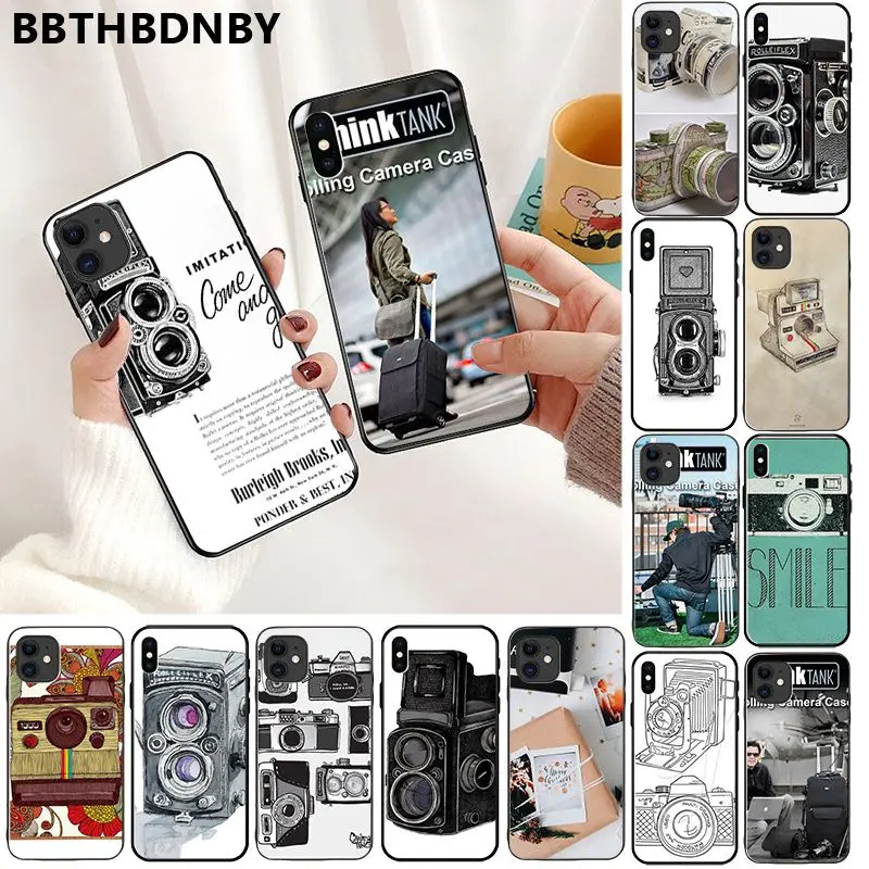 Чехол для телефона винтажная пленка камера черный мягкий чехол iPhone 11 pro XS MAX 8 7 6 6S