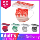 Маска для лица Одноразовая, Нетканая, с принтом, 3 слоя, фильтры для защиты ушей, Anti-PM2.5, 10-50 шт.